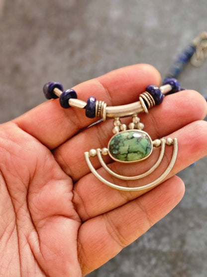 Green Turquoise and lapis lazuli necklace
