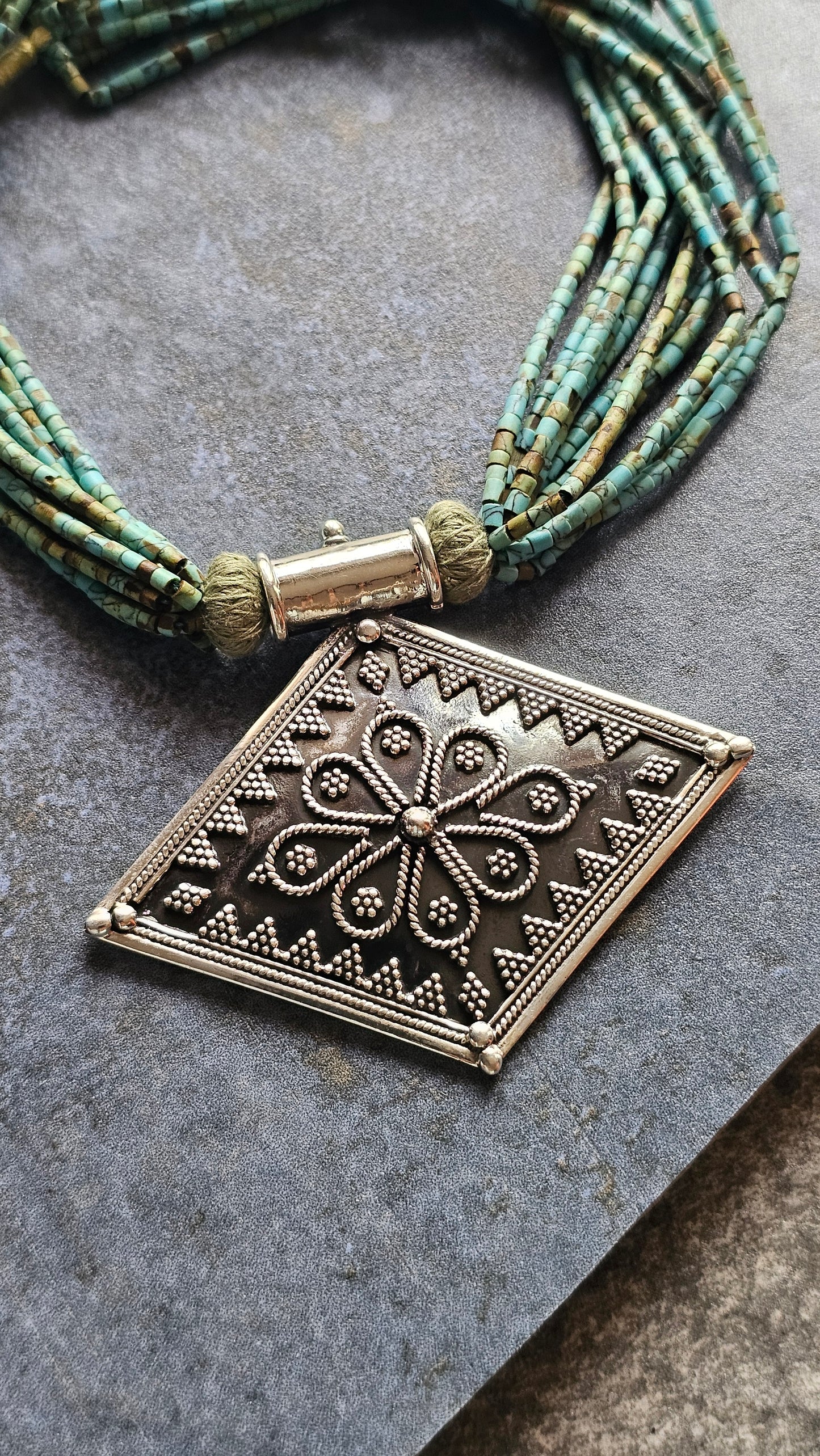 Soul Strung | African Turquoise & Rawa Pendant Necklace