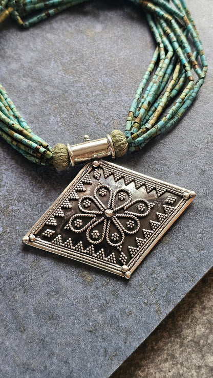 Soul Strung | African Turquoise & Rawa Pendant Necklace