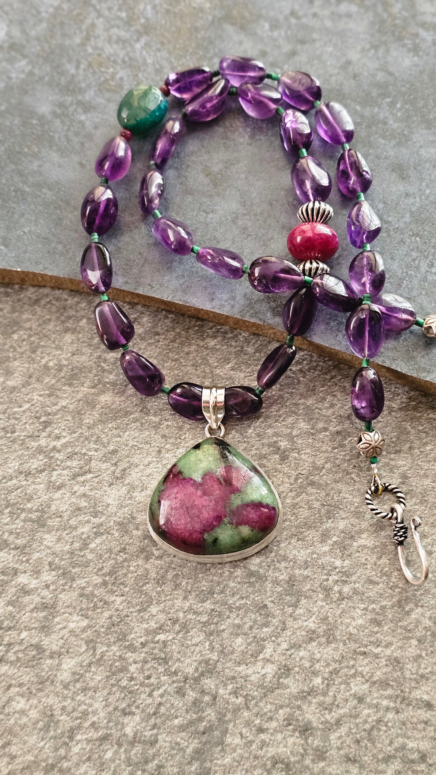 Amethyst Ruby Ziosite necklace