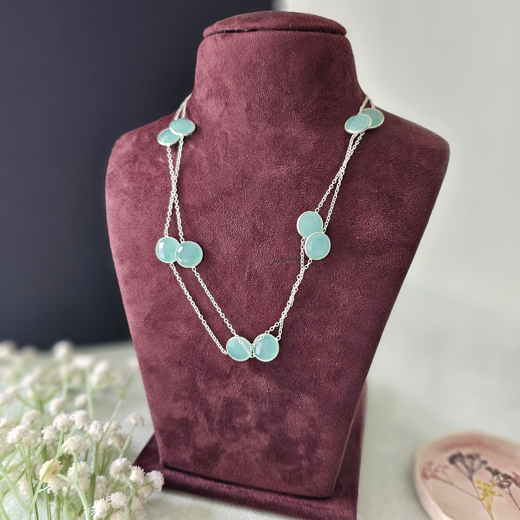 Silver 92.5 chalcedony necklace