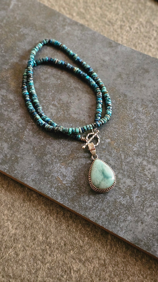 Tidal – Turquoise & Larimar Wrap Necklace