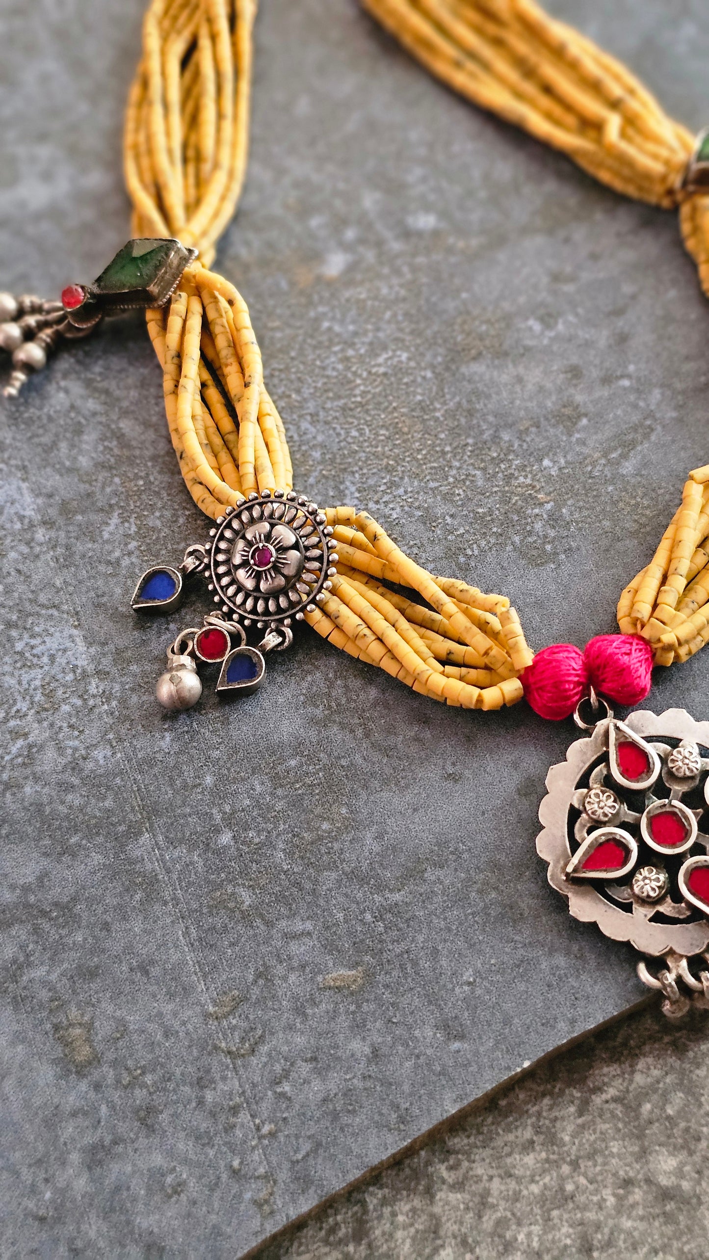 Soul Strung | Yellow Howlite & Vintage Silver Necklace