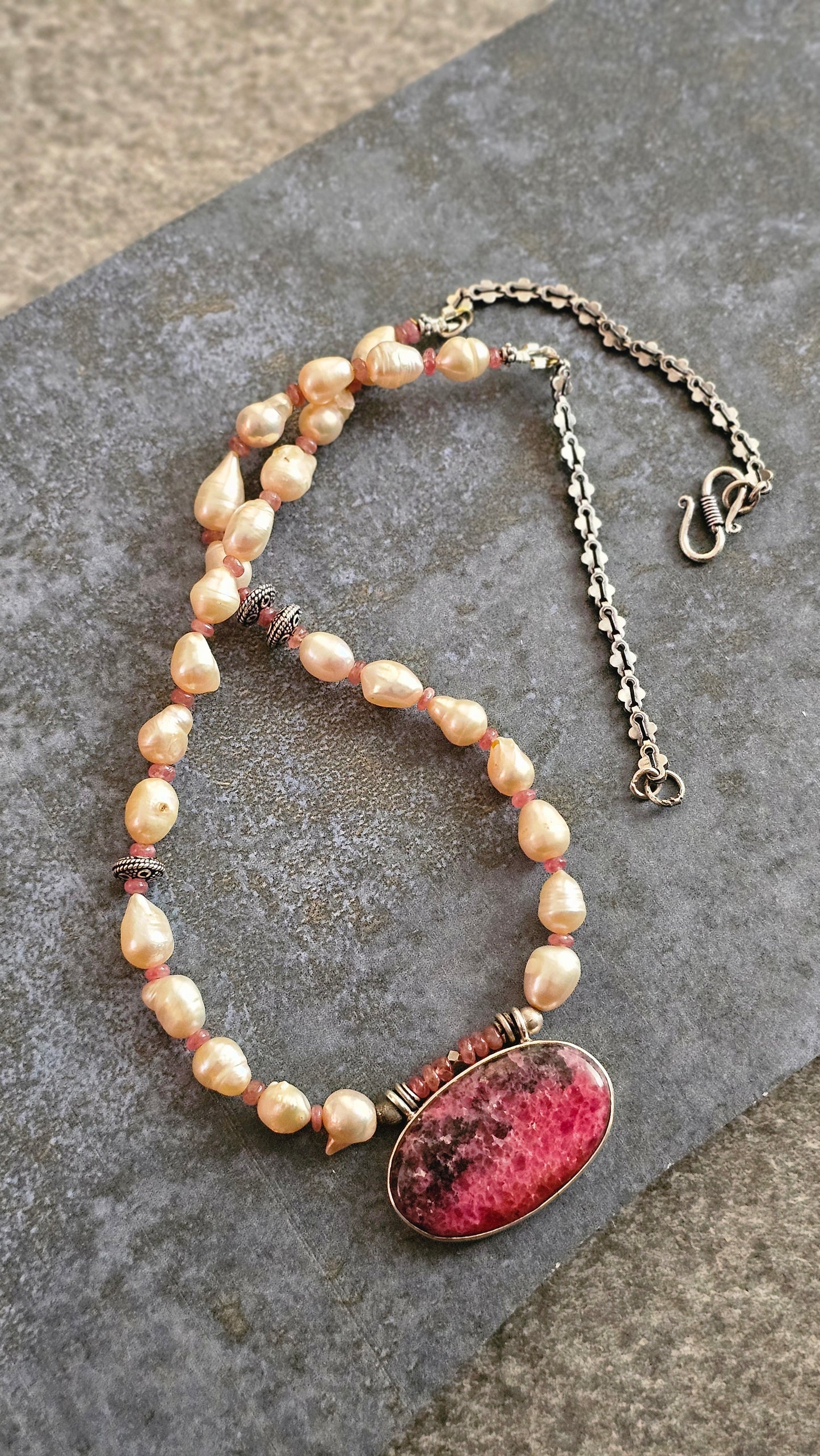 Rosé Drift| Freshwater Baroque Pearls × Rhodochrosite| Soul Strung