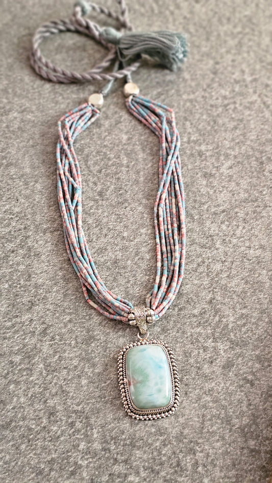 Larimar & Afghani Bead Necklace
