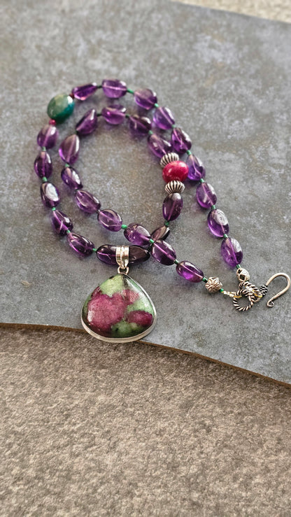 Amethyst Ruby Ziosite necklace