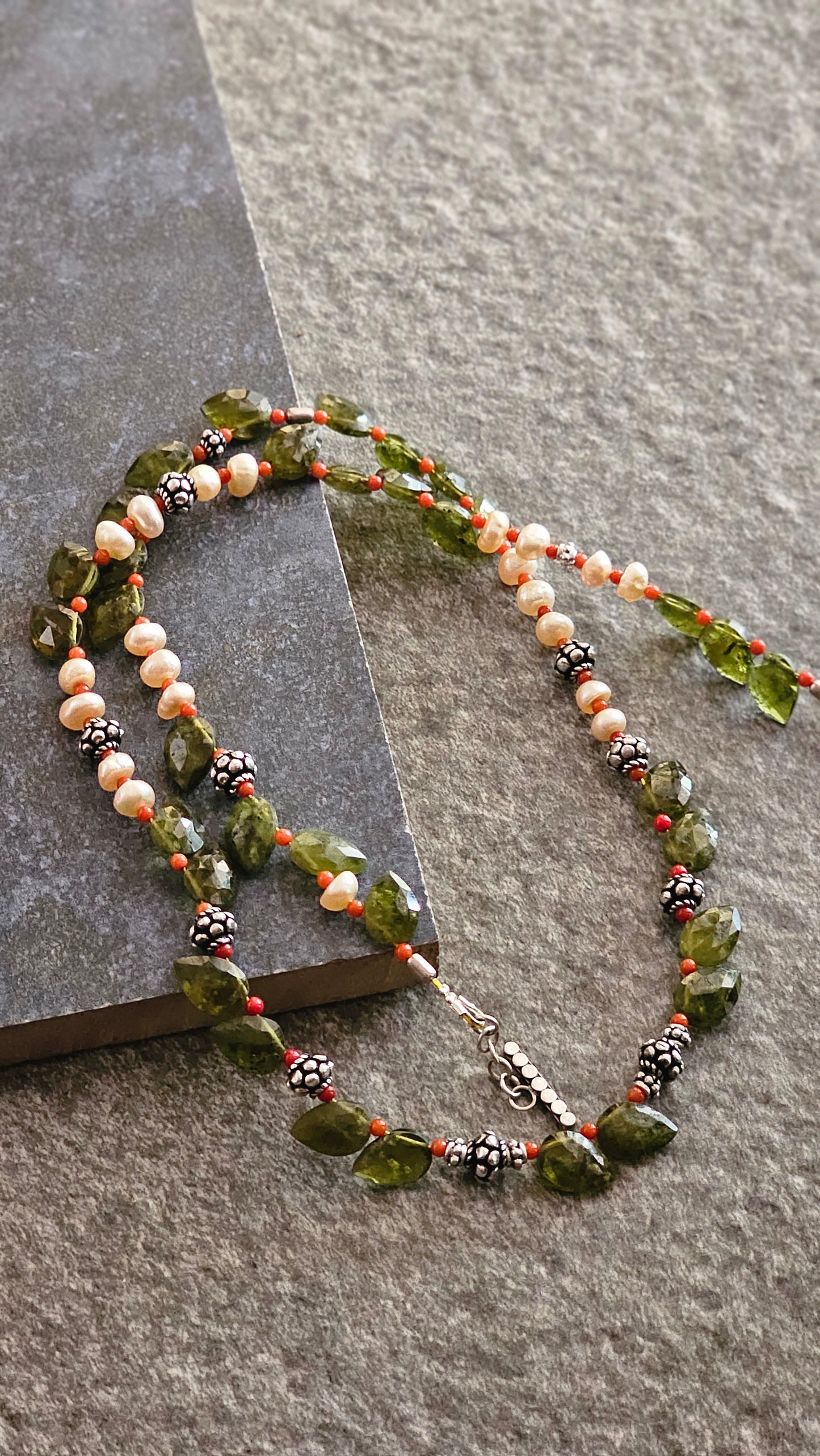 Carved Natural Vessonite gemstone necklace