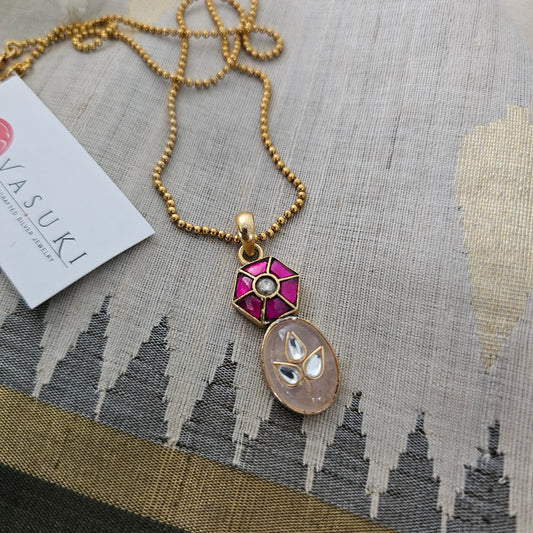 Silver 92.5 kundan gold polish necklace