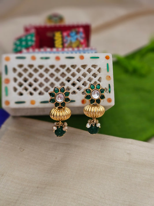 Silver 92.5 gold polish kundan earrings