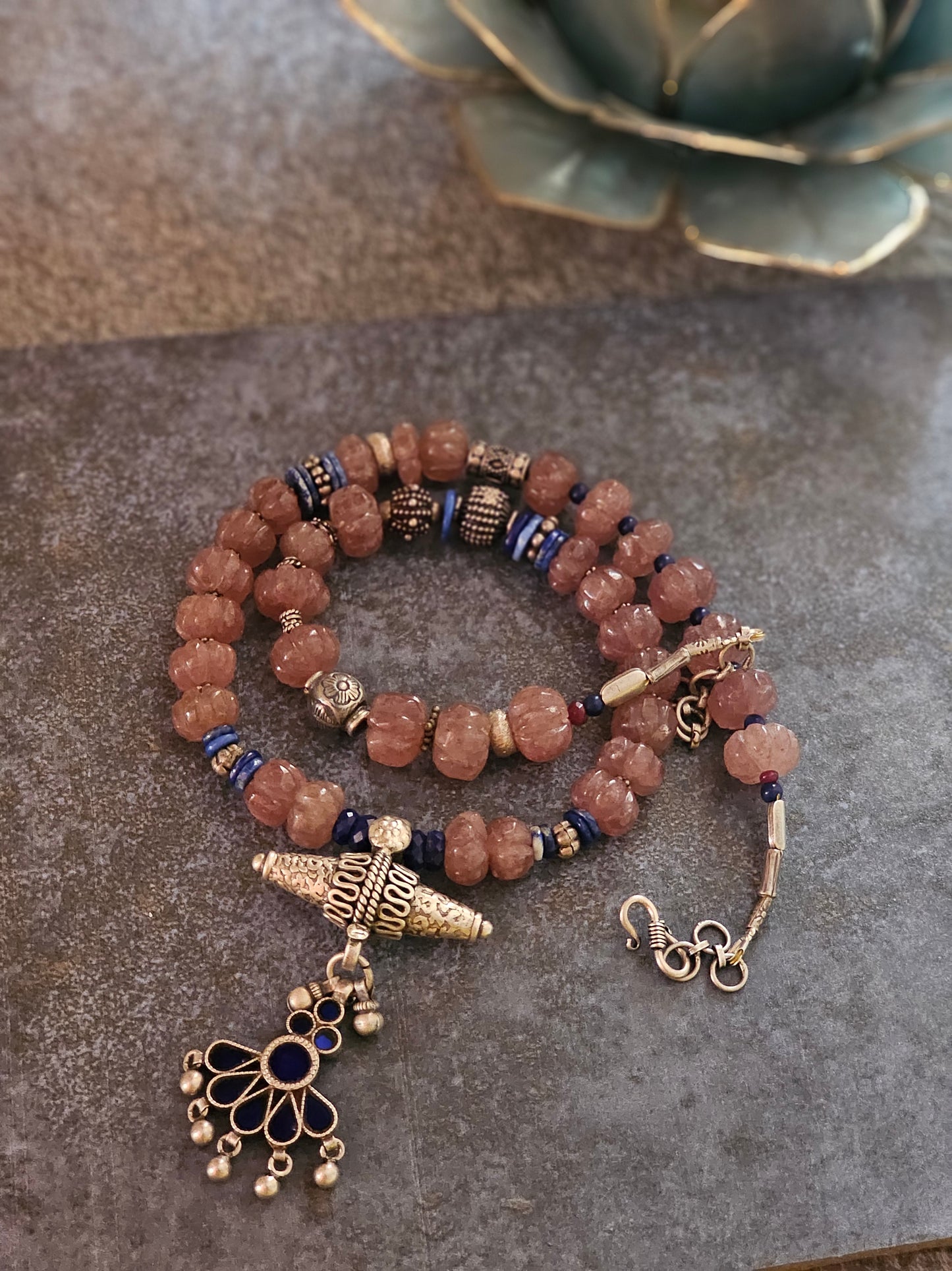 Jade strawberry necklace