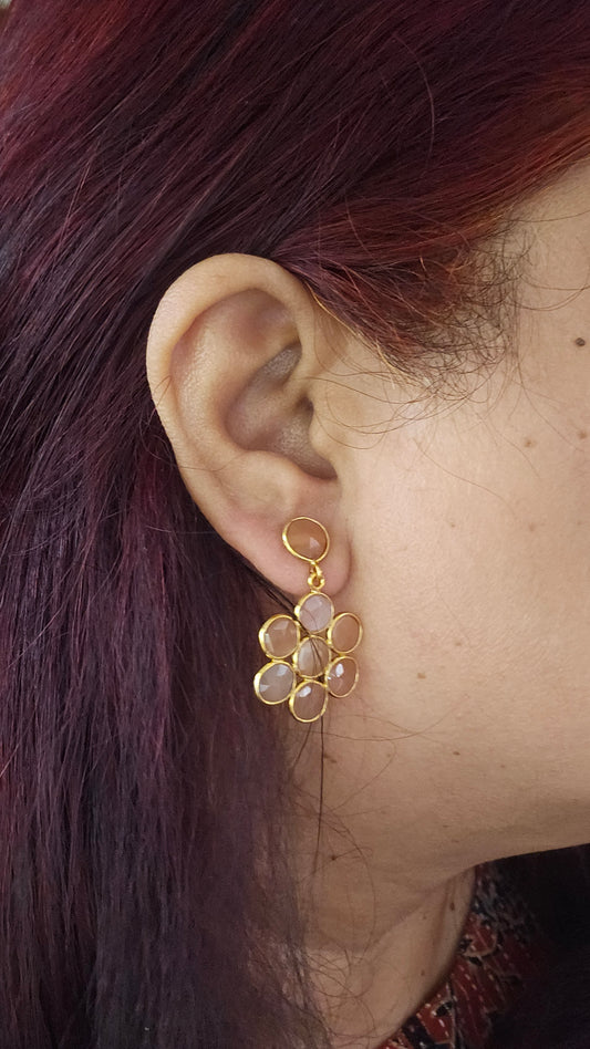 Blush Bloom – Rose Quartz Floral Earrings
