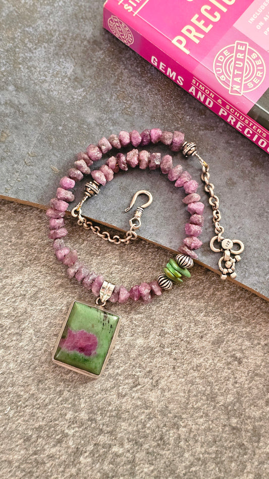 Rough-Cut Ruby & Ruby Zoisite Necklace