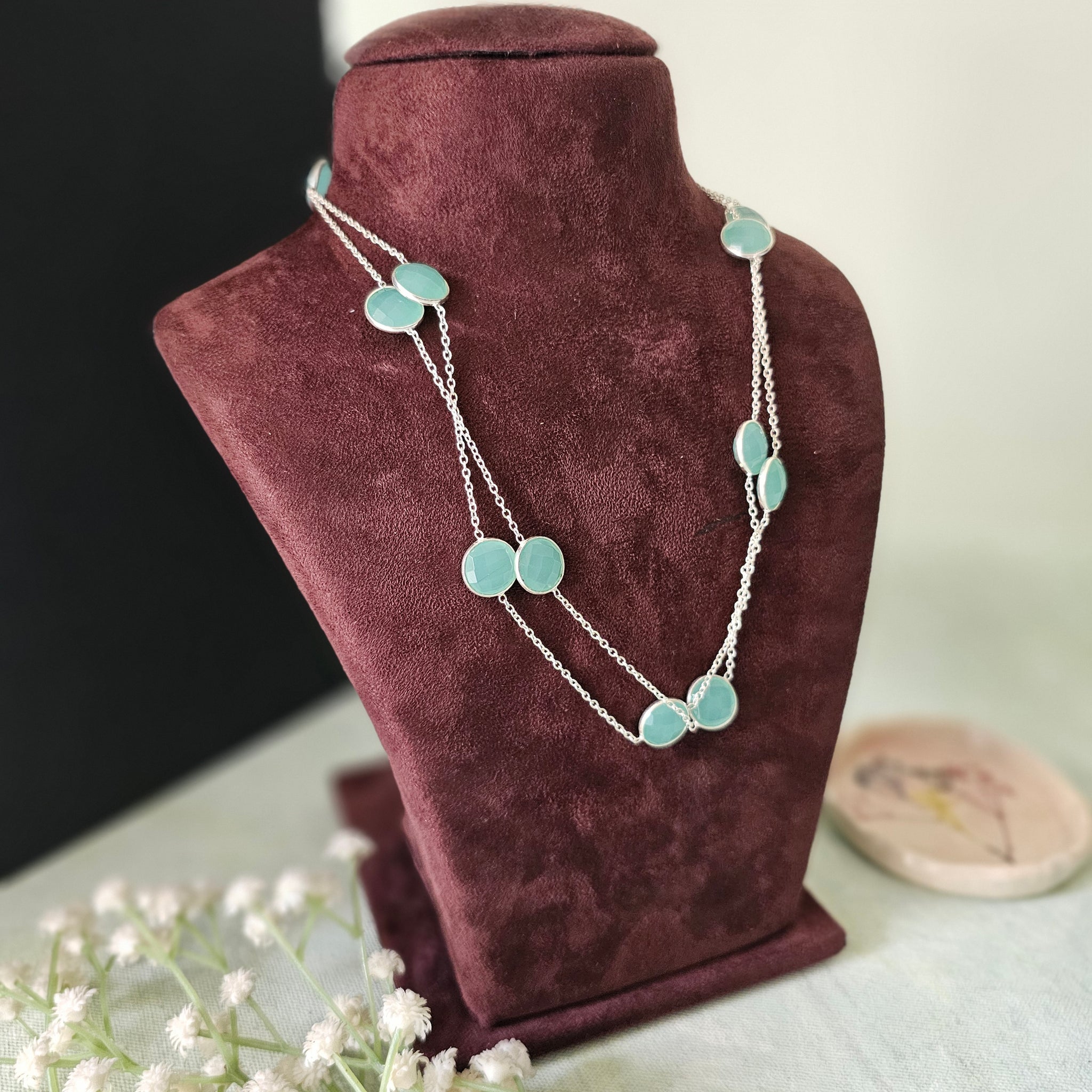 Silver 92.5 chalcedony necklace