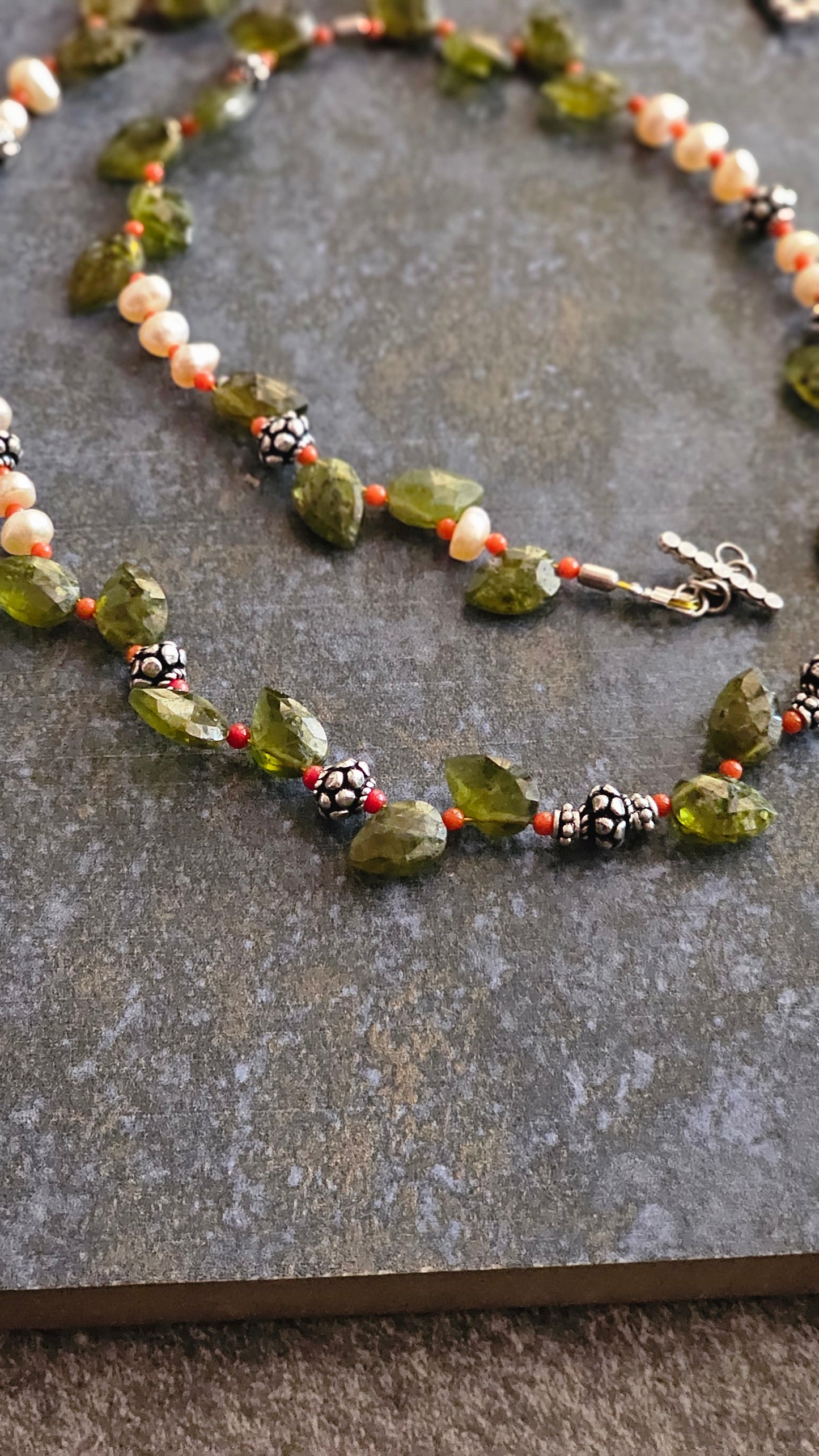 Carved Natural Vessonite gemstone necklace