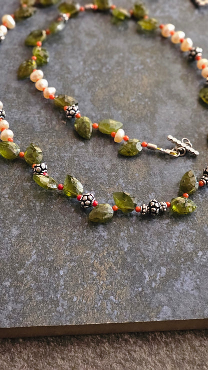 Carved Natural Vessonite gemstone necklace