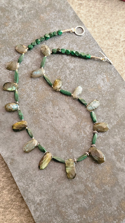 Oddly Enough — Labradorite & Green Gemstone Necklace