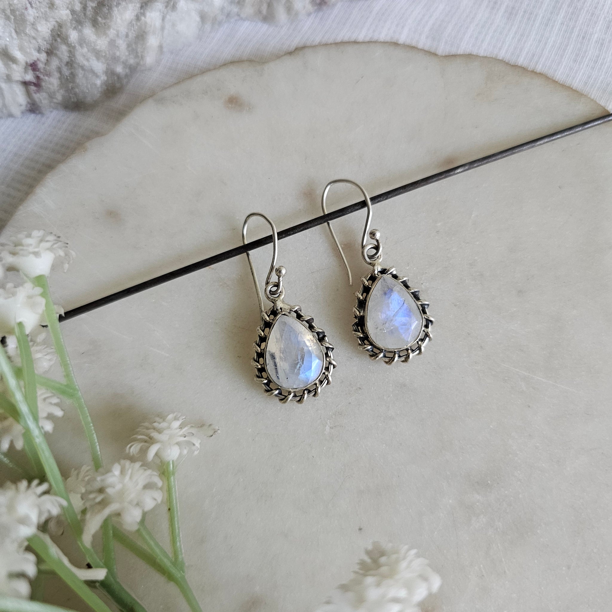 Silver 92.5 Moonstone earrings