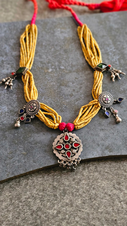 Soul Strung | Yellow Howlite & Vintage Silver Necklace