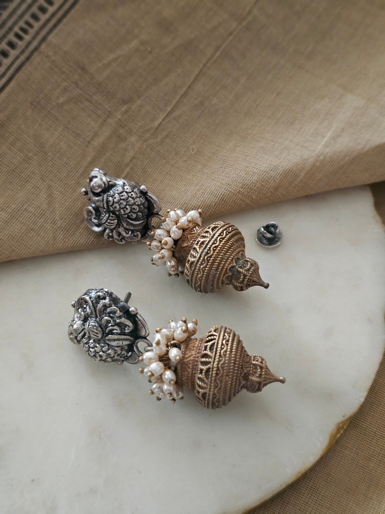 Silver 92.5 two tone finish earrings