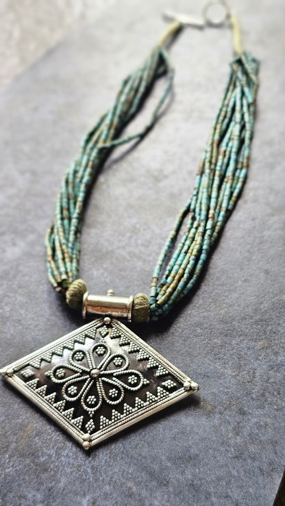 Soul Strung | African Turquoise & Rawa Pendant Necklace
