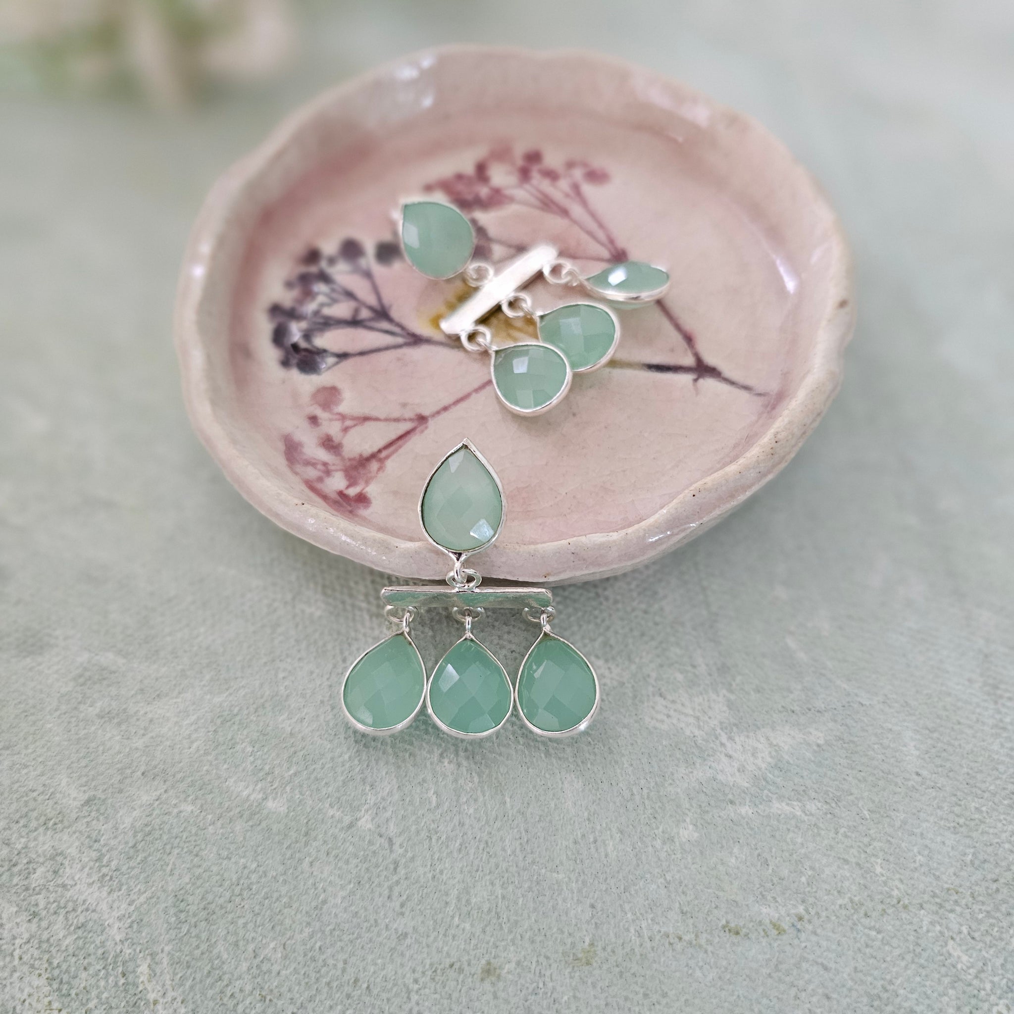 Silver 92.5 chalcedony earrings