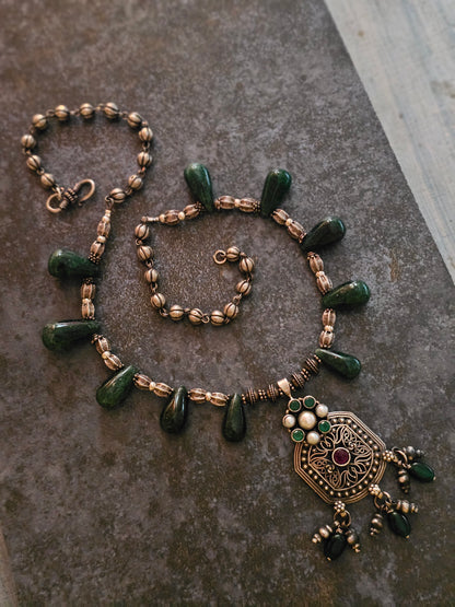 Green Aventurine silver necklace