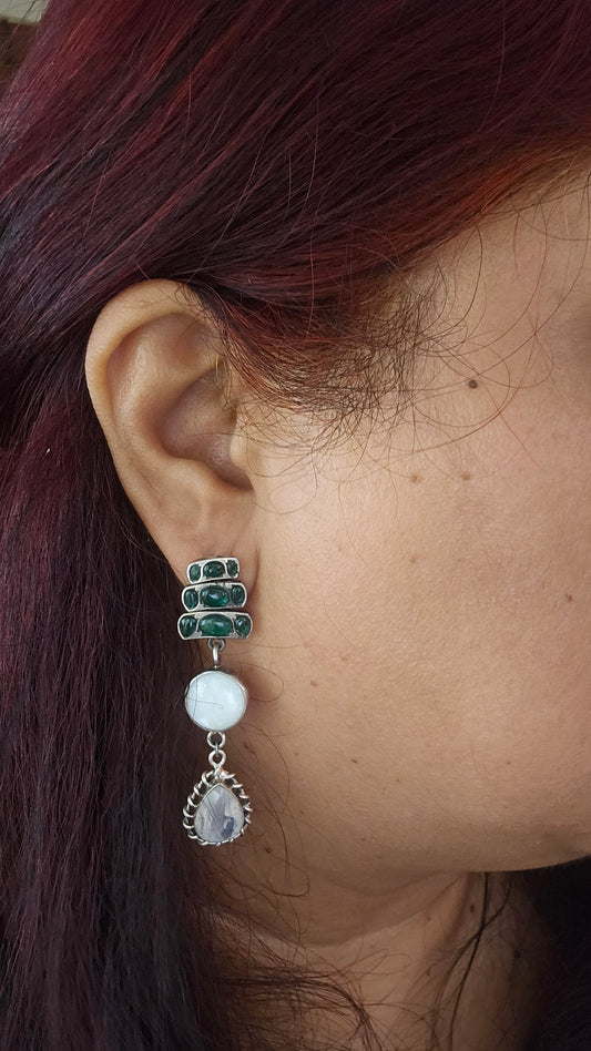 Chandrika| Kemp Fusion Moonstone Earrings