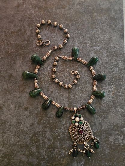 Green Aventurine silver necklace