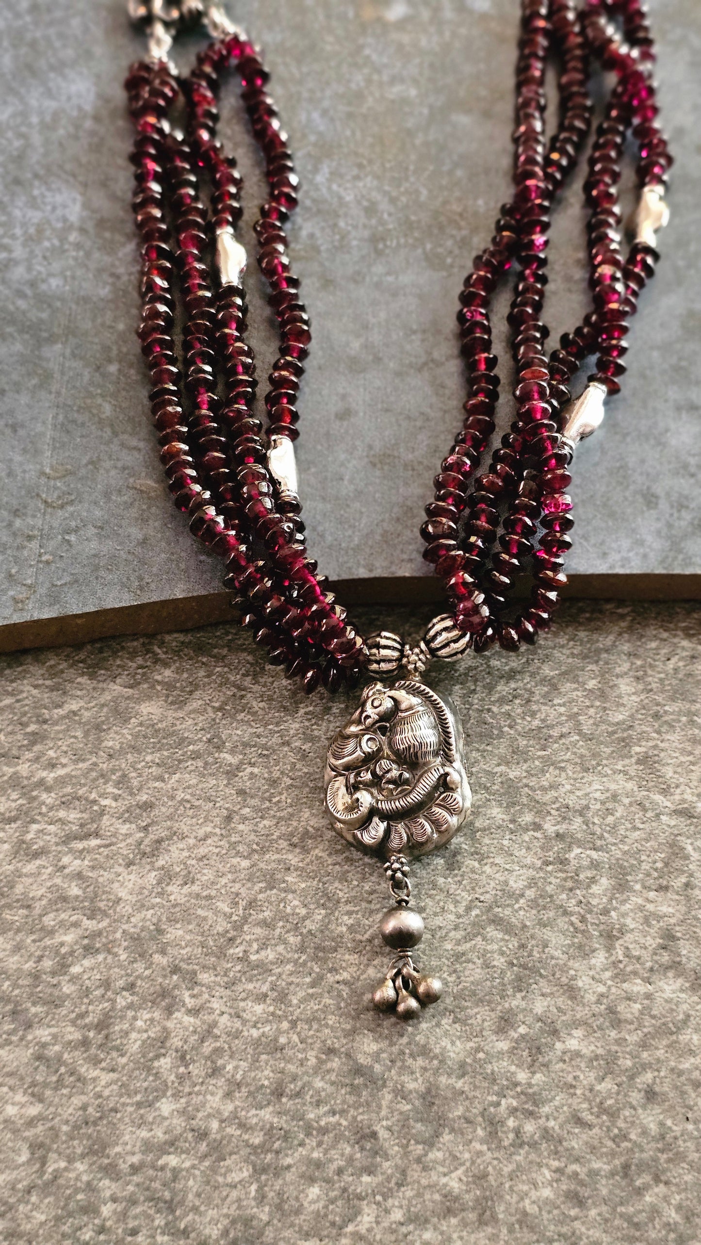 Soul Strung | Button Garnet & Nakash Silver Necklace