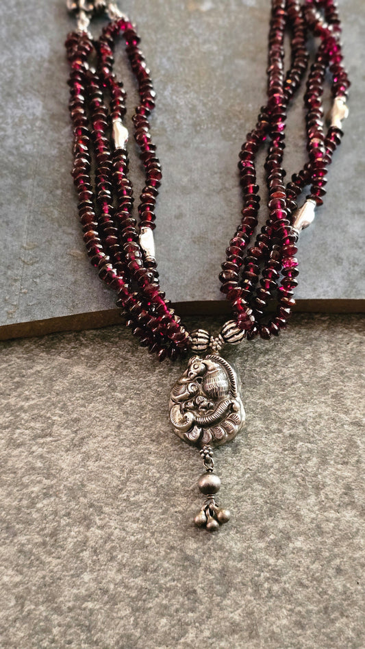 Soul Strung | Button Garnet & Nakash Silver Necklace