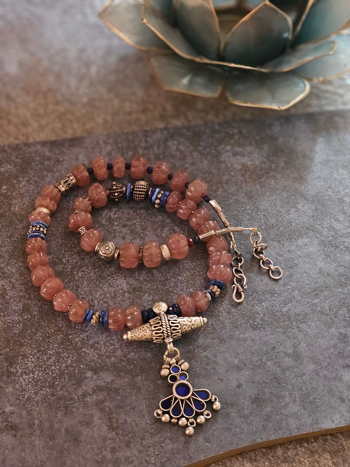 Jade strawberry necklace