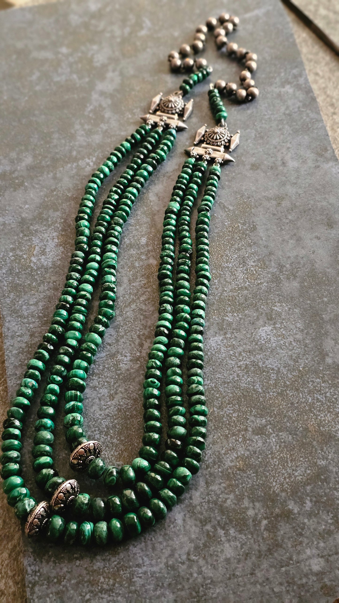 Verdant — Malachite Layered Silver Necklace