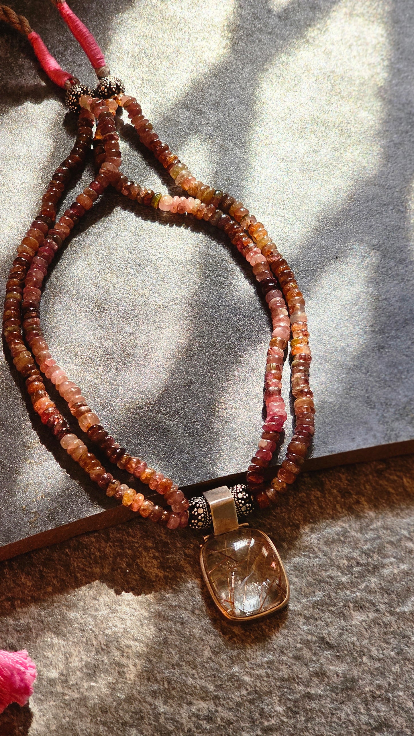 Tourmaline necklace Golden Rutilated pendant