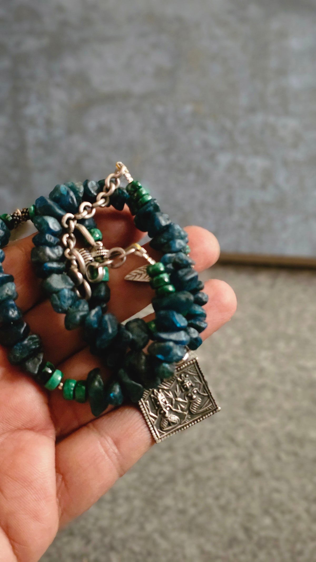 NEELVAN |Soul Strung — Rough Apatite & Vintage Silver