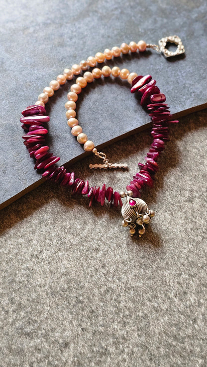 Fresh water champagne colored pearls necklace