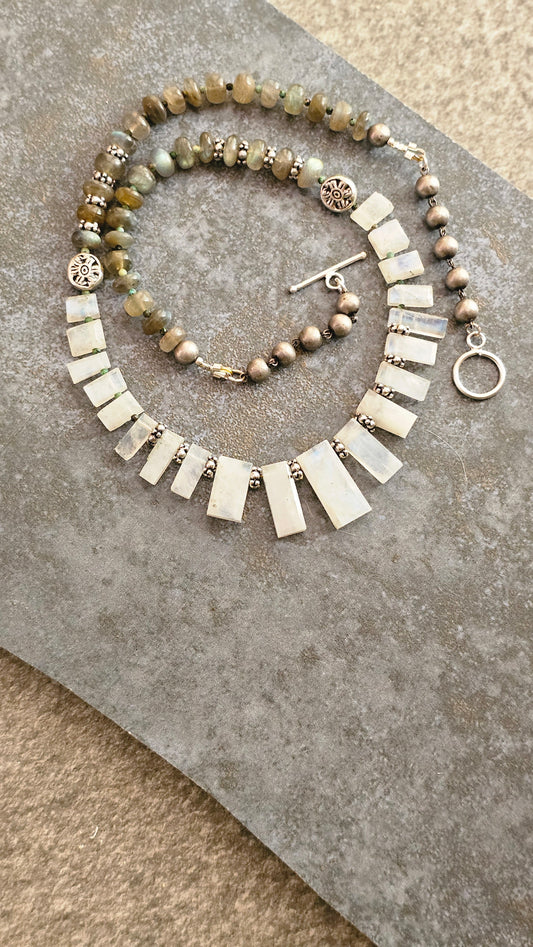Oddly Enough — Rainbow Moonstone & Labradorite Necklace