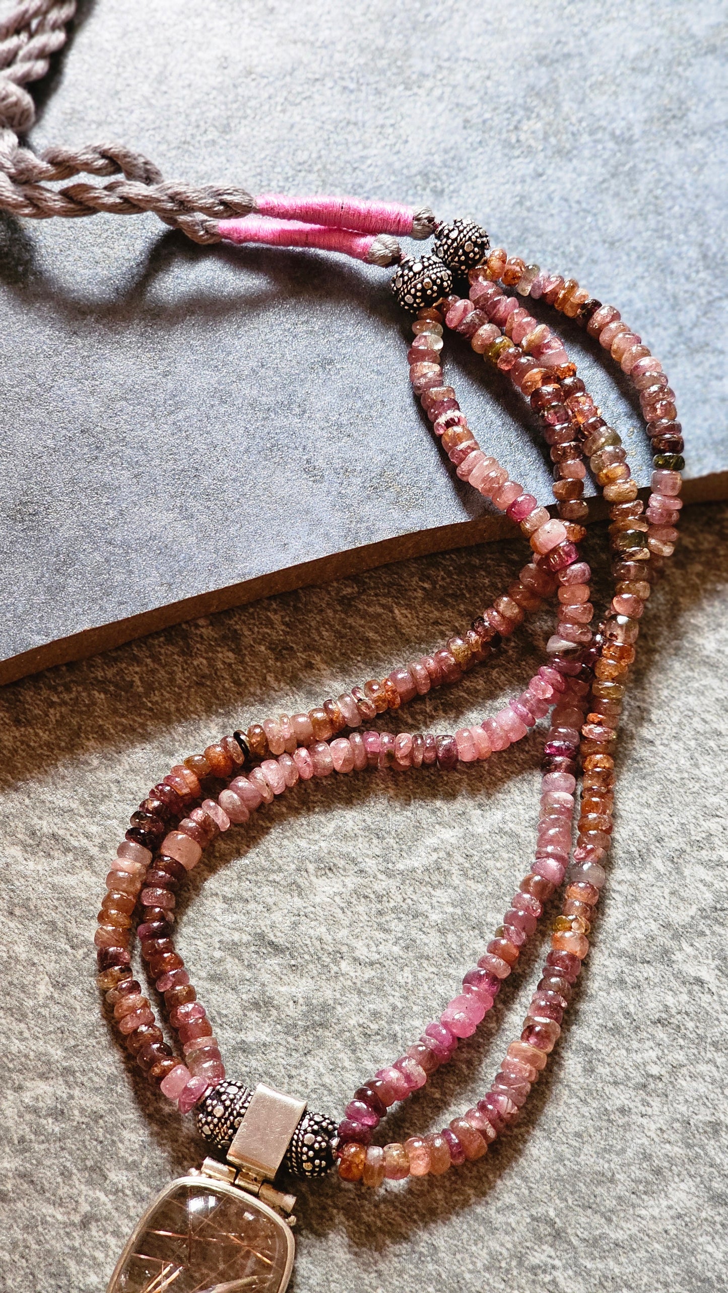 Tourmaline necklace Golden Rutilated pendant