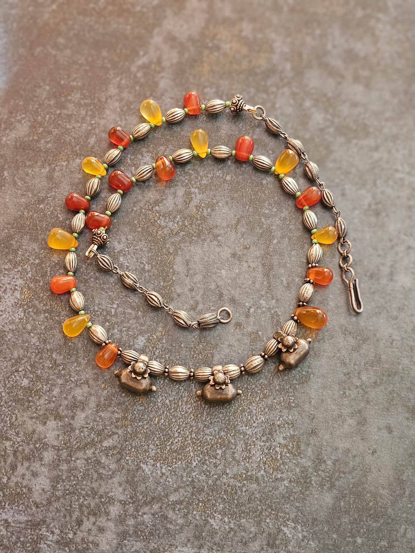 Carnelian, citrine vintage style necklace