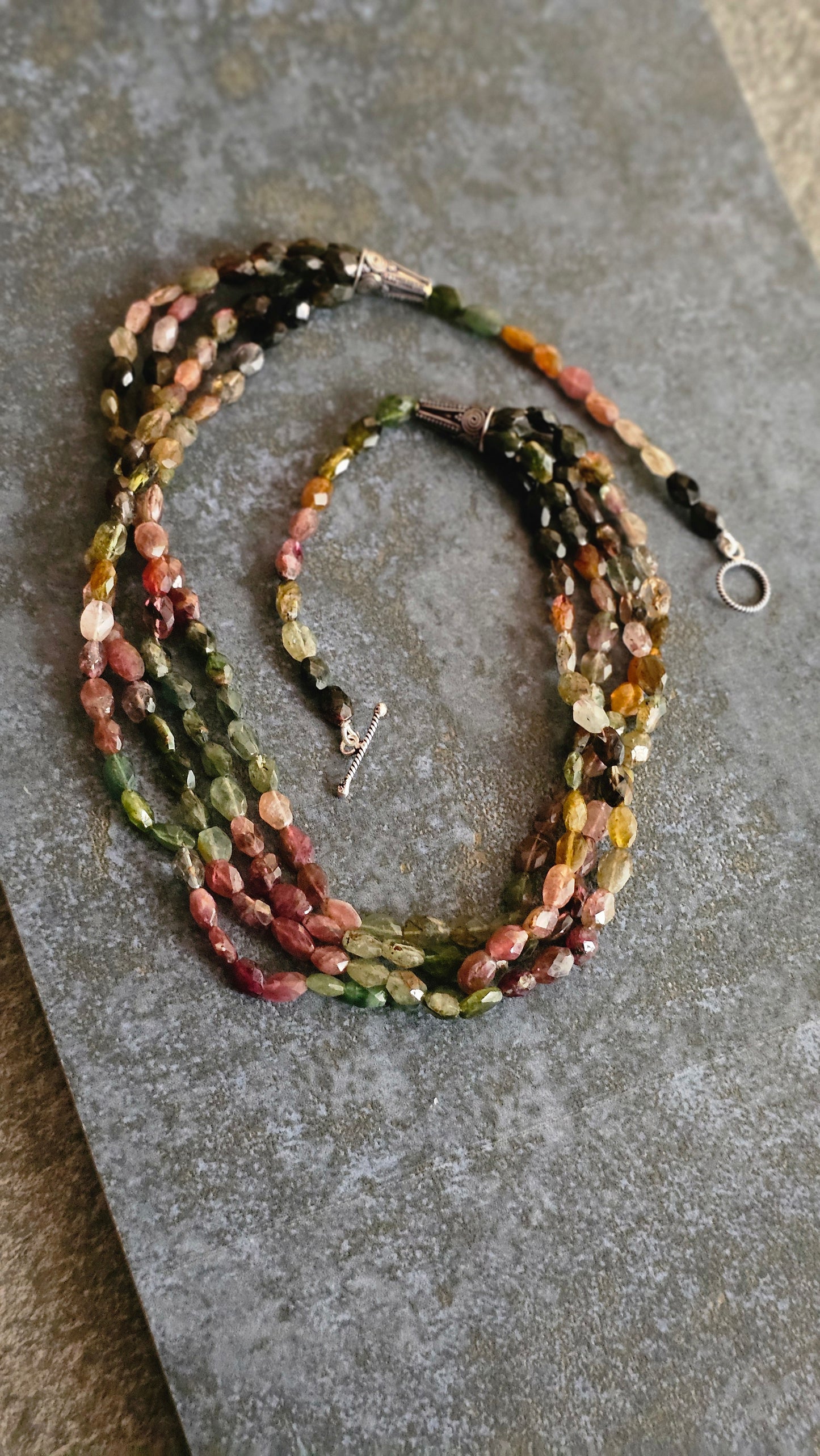 Rangrekha – AAA Watermelon Tourmaline Necklace in Sterling Silver