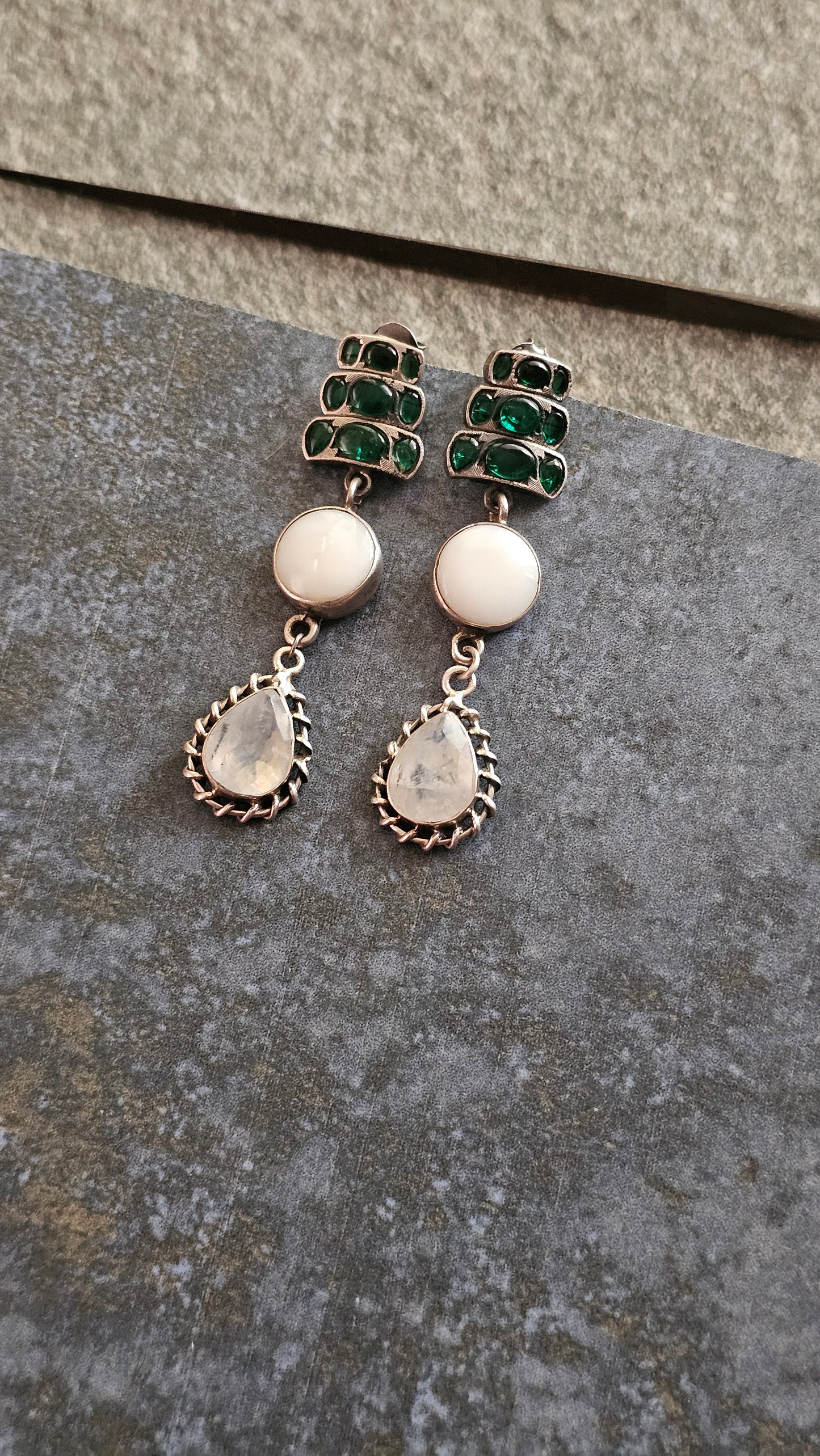 Chandrika| Kemp Fusion Moonstone Earrings