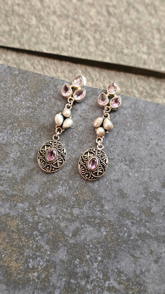 Madhavi – Amethyst & Pearl Filigree Earrings