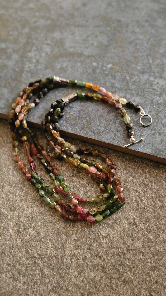 Rangrekha – AAA Watermelon Tourmaline Necklace in Sterling Silver