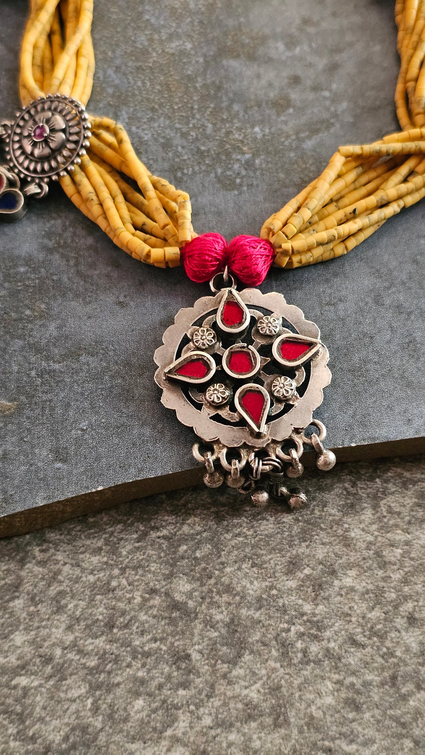 Soul Strung | Yellow Howlite & Vintage Silver Necklace