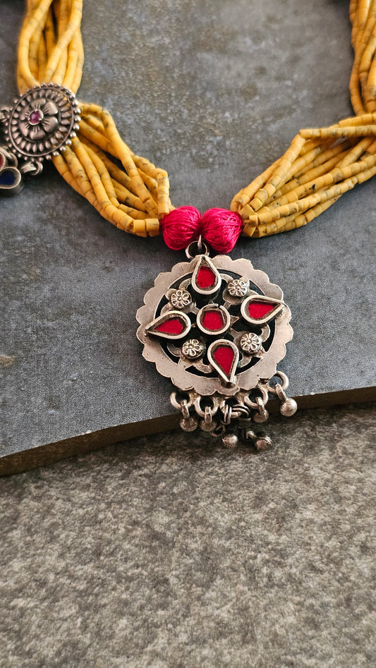 Soul Strung | Yellow Howlite & Vintage Silver Necklace
