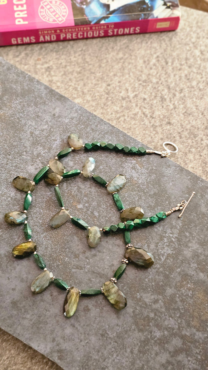 Oddly Enough — Labradorite & Green Gemstone Necklace