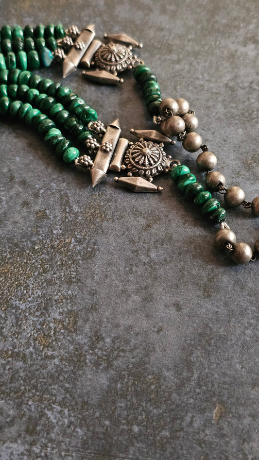 Verdant — Malachite Layered Silver Necklace
