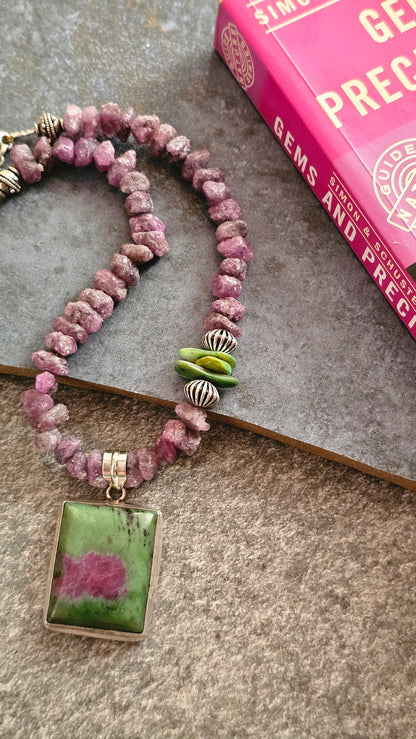Rough-Cut Ruby & Ruby Zoisite Necklace