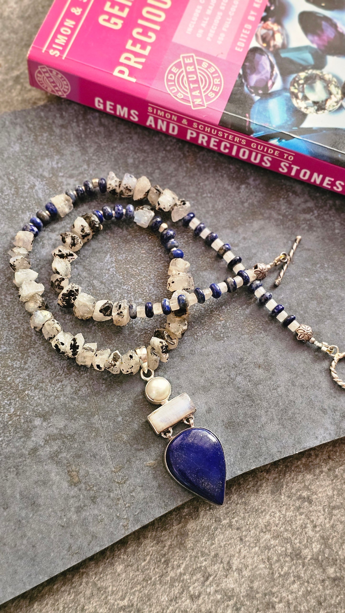 Soul Strung | Rainbow Moonstone & Lapis Lazuli Necklace