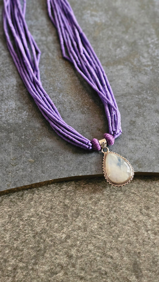 Soul Strung | Rainbow Moonstone & African Amethyst Necklace