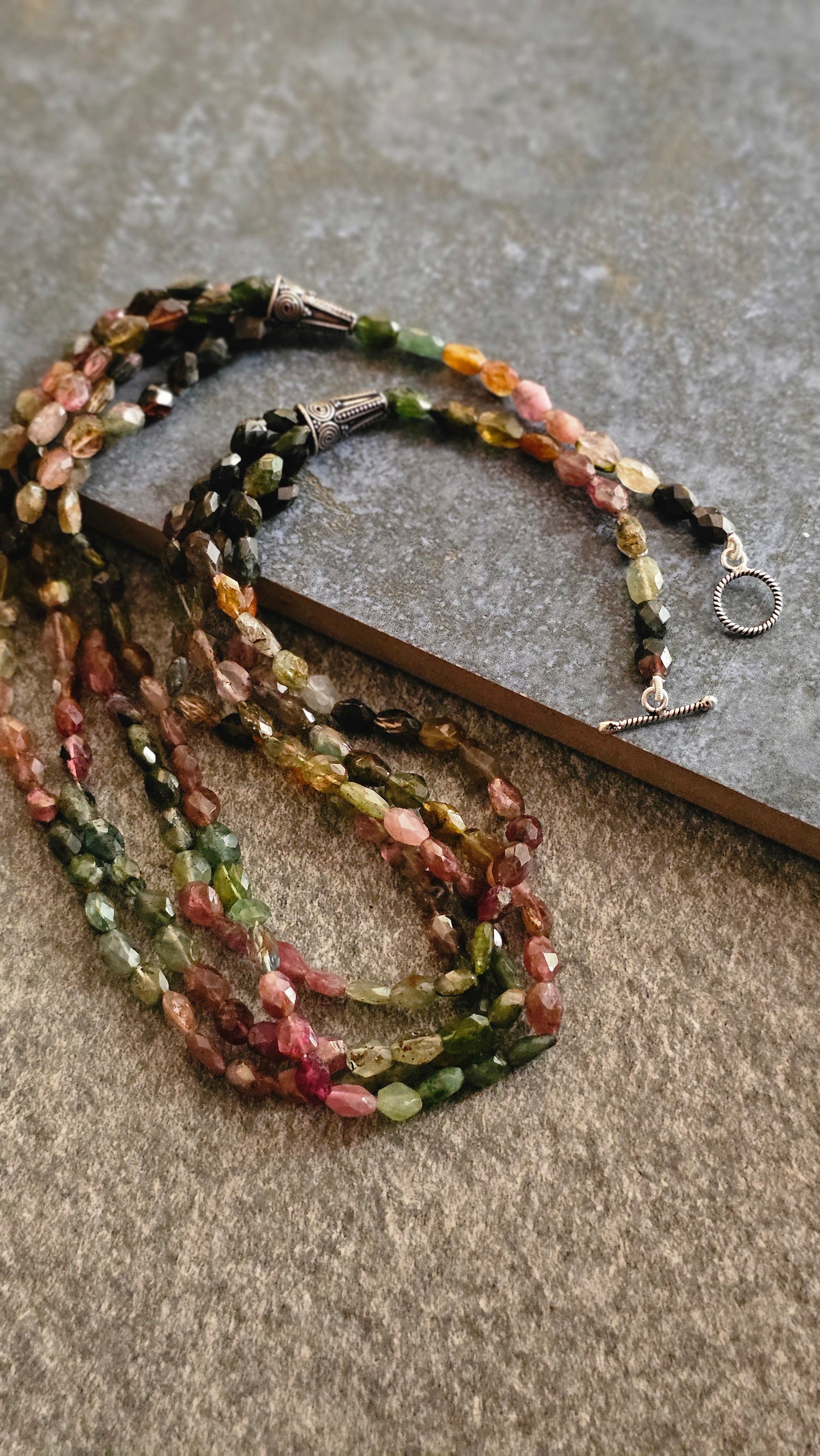 Rangrekha – AAA Watermelon Tourmaline Necklace in Sterling Silver